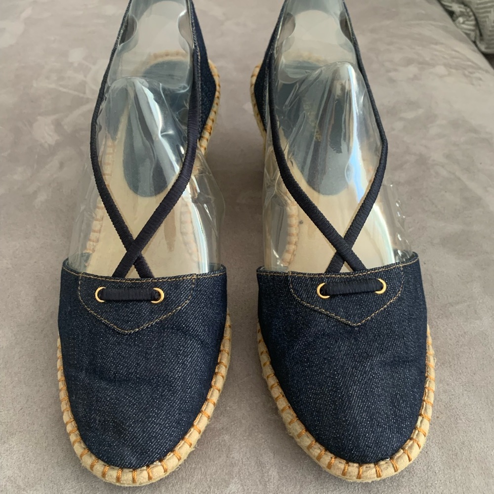 Liz Claiborne Denim Wedge Sandals/Espadrilles size 10.